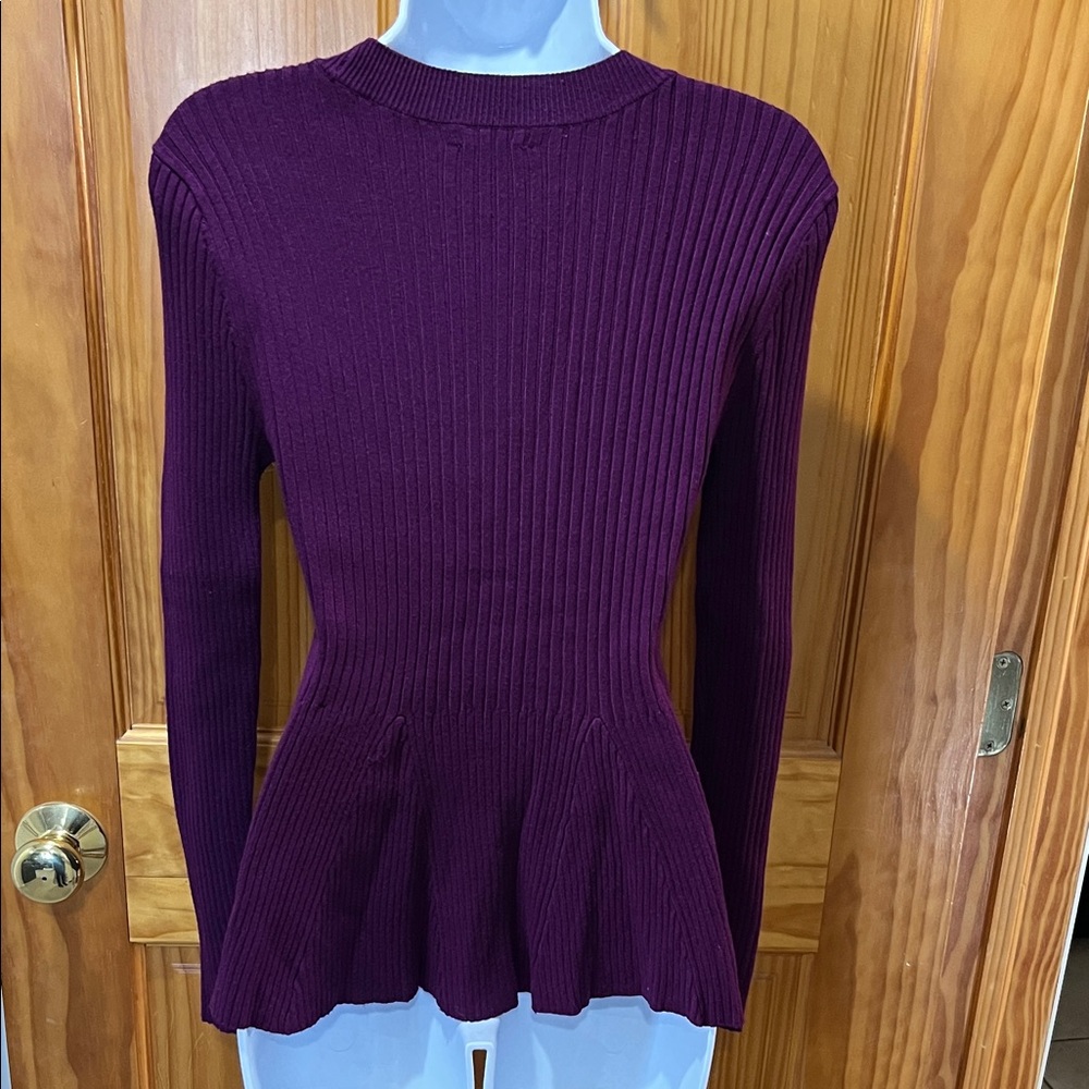 VENUS Deep Purple Long Sleeve Ribbed Top - Picture 3 of 6